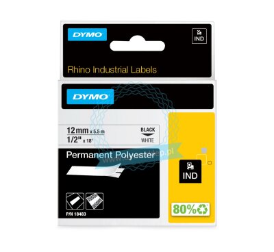 Rhino Permanent labels 12mm x 5,5m (18483) - black/white