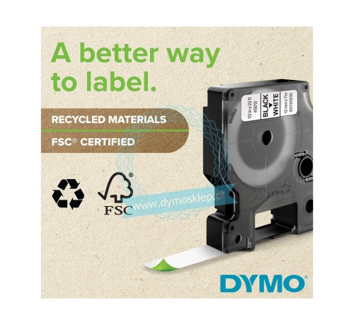 DYMO D1 Ruban pour étiqueteuse standard Pack 1 unité 12 mm x 7 m Black on  Transparent